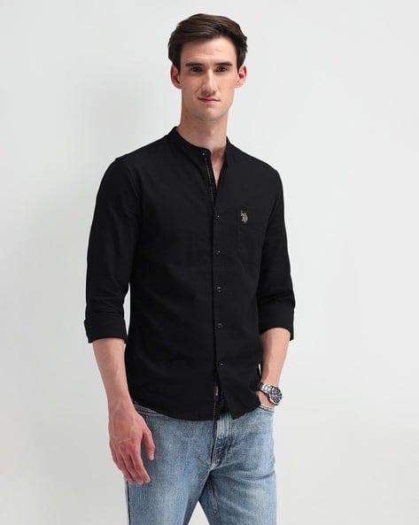 Buy U.S. Polo Assn. Men Slim Fit Shirt with Band Collar Online