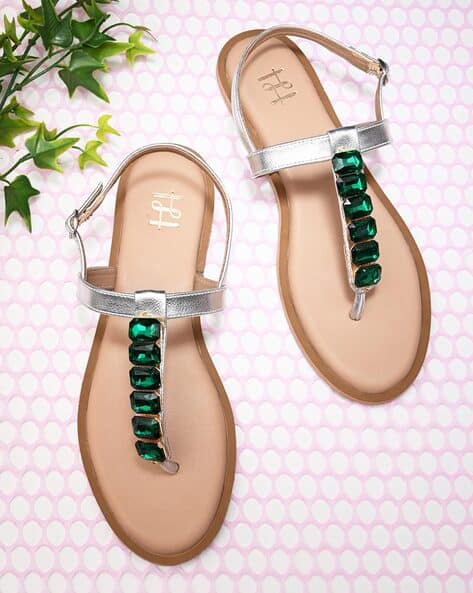 Buy Silver Flat Sandals for Women by Hydesnhues Online