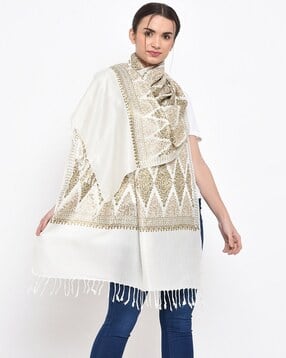 indie picks Embroidered Shawl with Tassels-picture-33