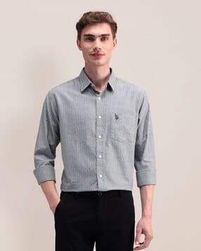 u.s. polo assn. Men Striped Regular Fit Shirt with Patch Pocket-picture-35