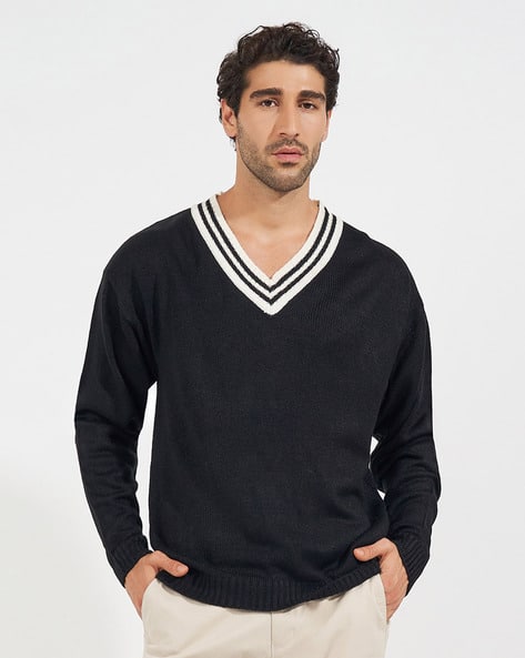 Buy Black Sweaters Cardigans for Men by Styli Online