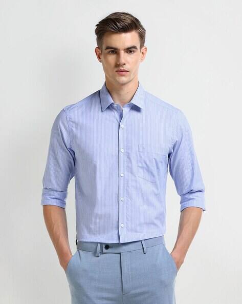 ARROW Men Striped Regular Fit Cotton Shirt with Patch Pocket
