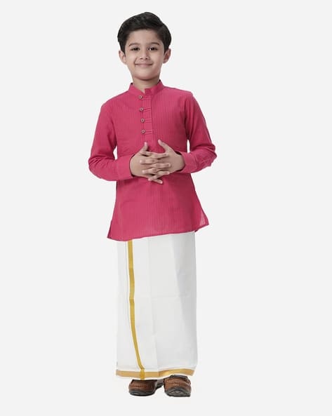 Buy Dark Pink Kurta Sets for Boys by Ramraj Cotton Online