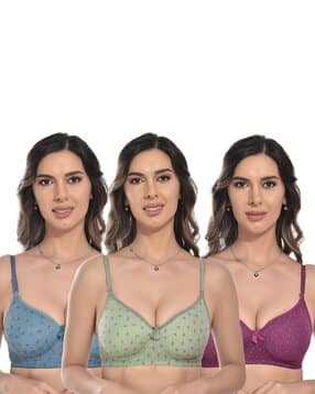 styfun Women Pack of 3 Floral Print Non-Wired Lightly-Padded Bras-picture-11