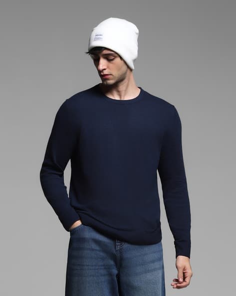 Men Regular Fit Crew-Neck Sweater