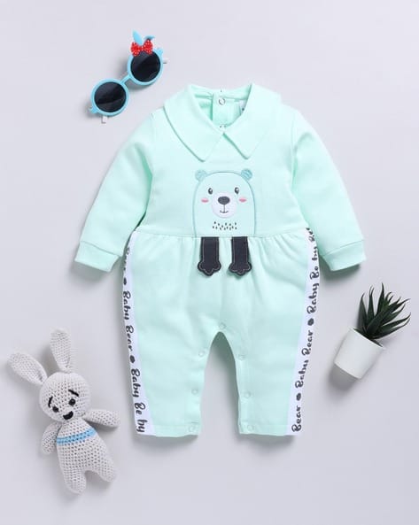 Girls Printed Full-Sleeves Romper - Main Image