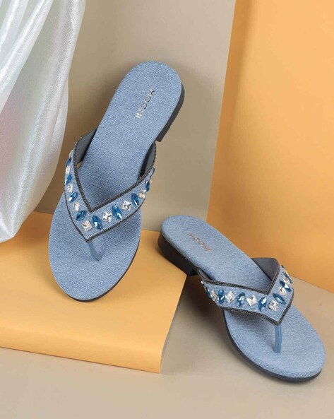 Mochi Women Embellished Thong-Strap Sandals