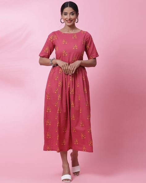 Women Floral Print Fit Flare Dress