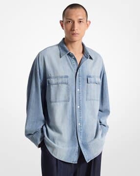 90s 三つ星 RRL chambray shirt light blue M 90s 三つ星 RRL chambray