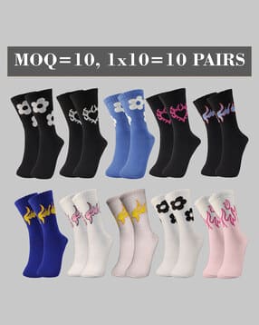 trazo Pack of 10 Women Graphic Print Socks-picture-0