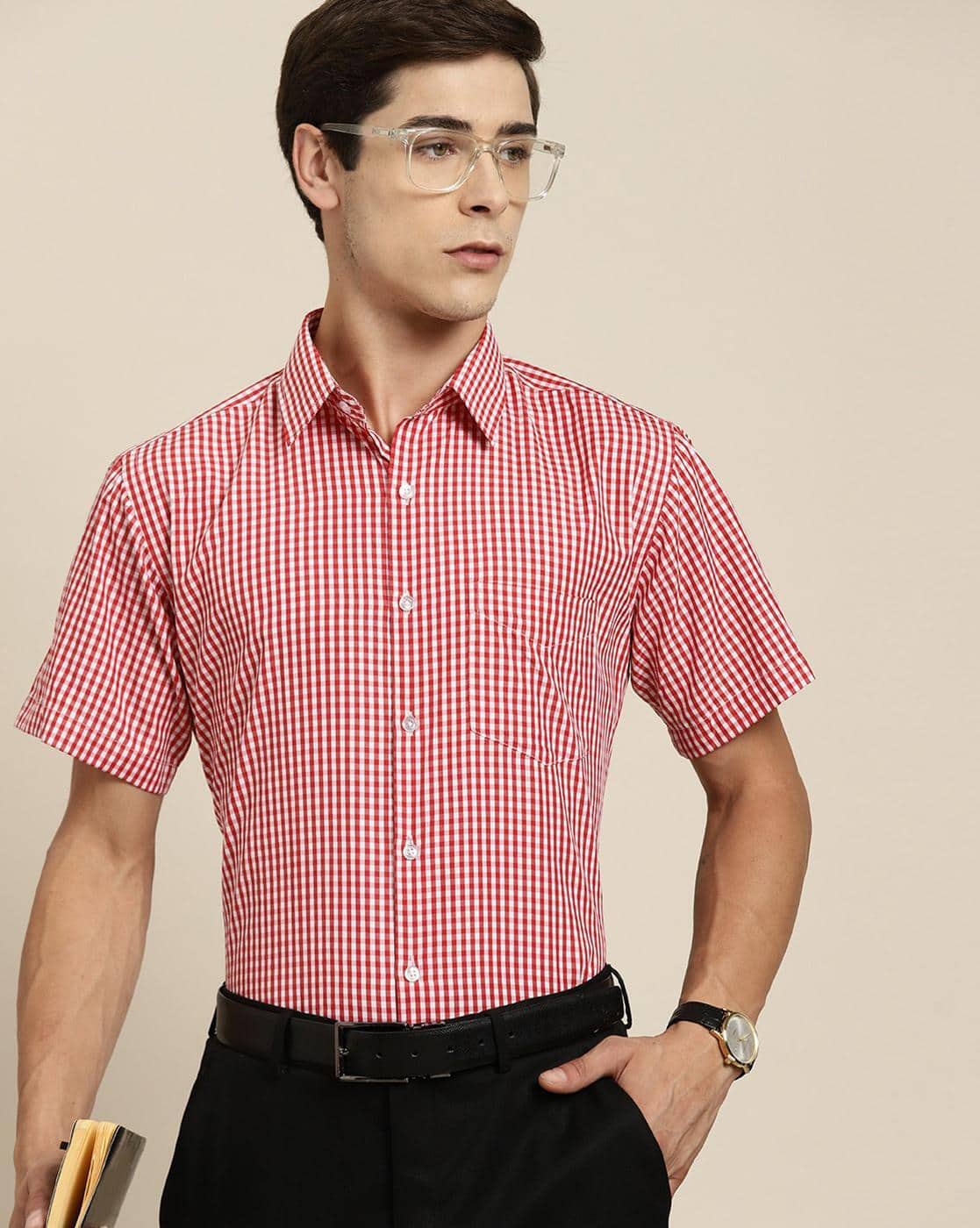 Buy HANCOCK Men Checks Slim Fit Shirt Online | Ajio.com