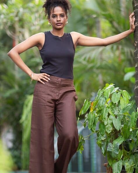 Buy Tree Trunk Brown Trousers \u0026 Pants for Women by Creatures of Habit  Online | Ajio.com