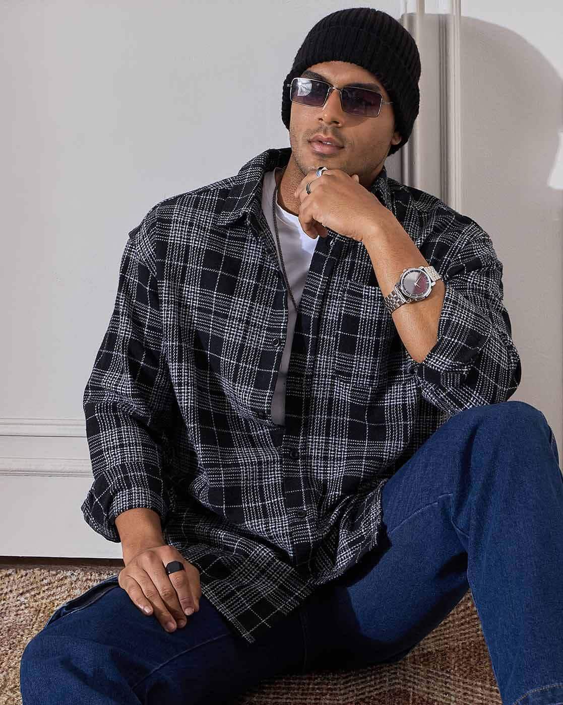 Buy CHIMPAAANZEE Men Checks Oversized Fit Shirt Online | Ajio.com