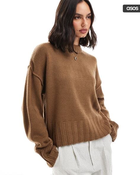Knitted Jumper Brown Jumper Asos Women Round-Neck Jumper With