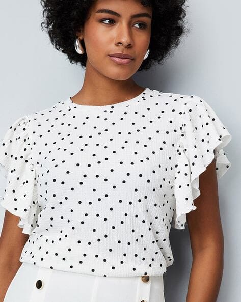 Women Polka-Dot Round-Neck Top