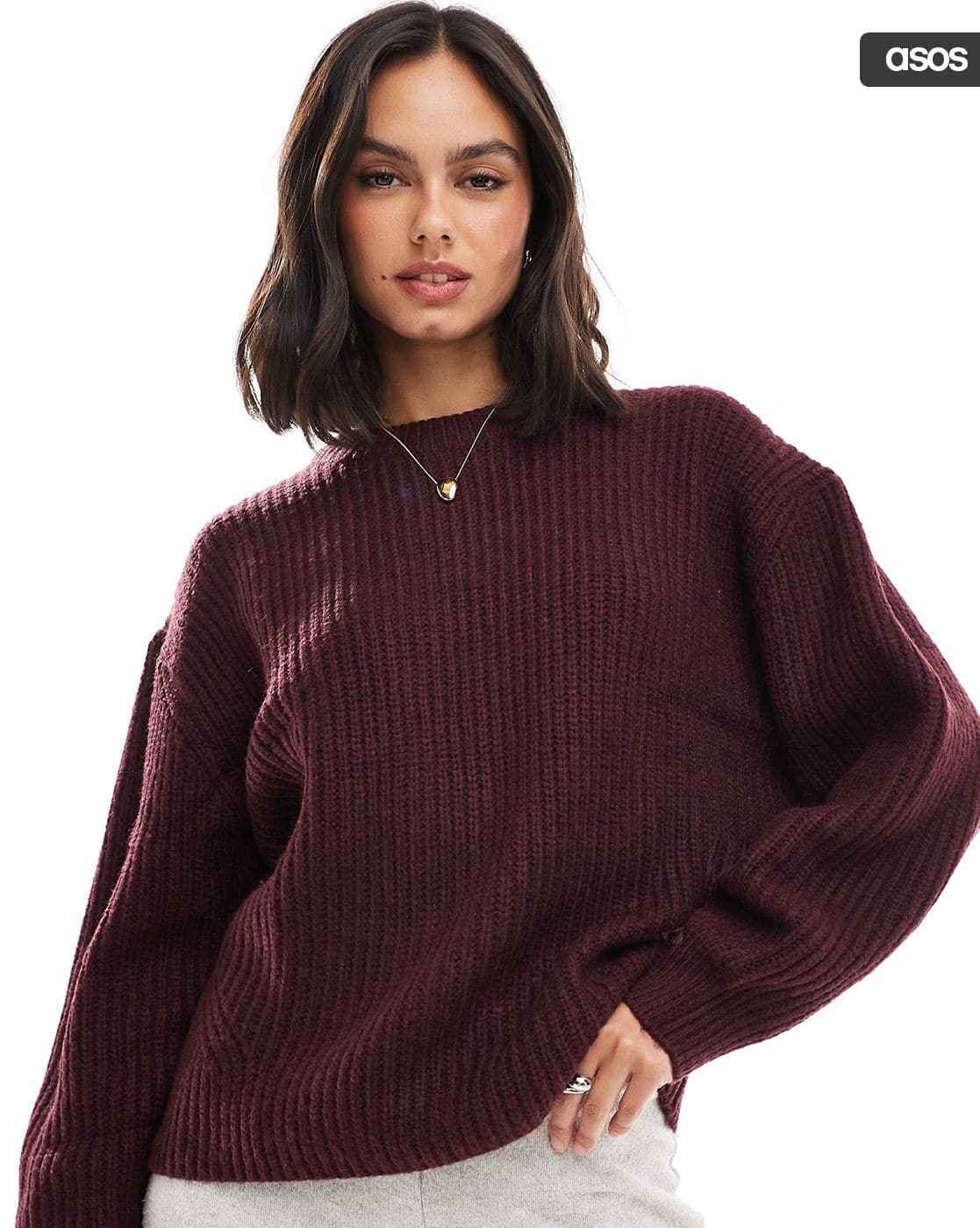 Asos Only Roll Neck Pullover Women Chunky-Knit Crew-Neck Jumper