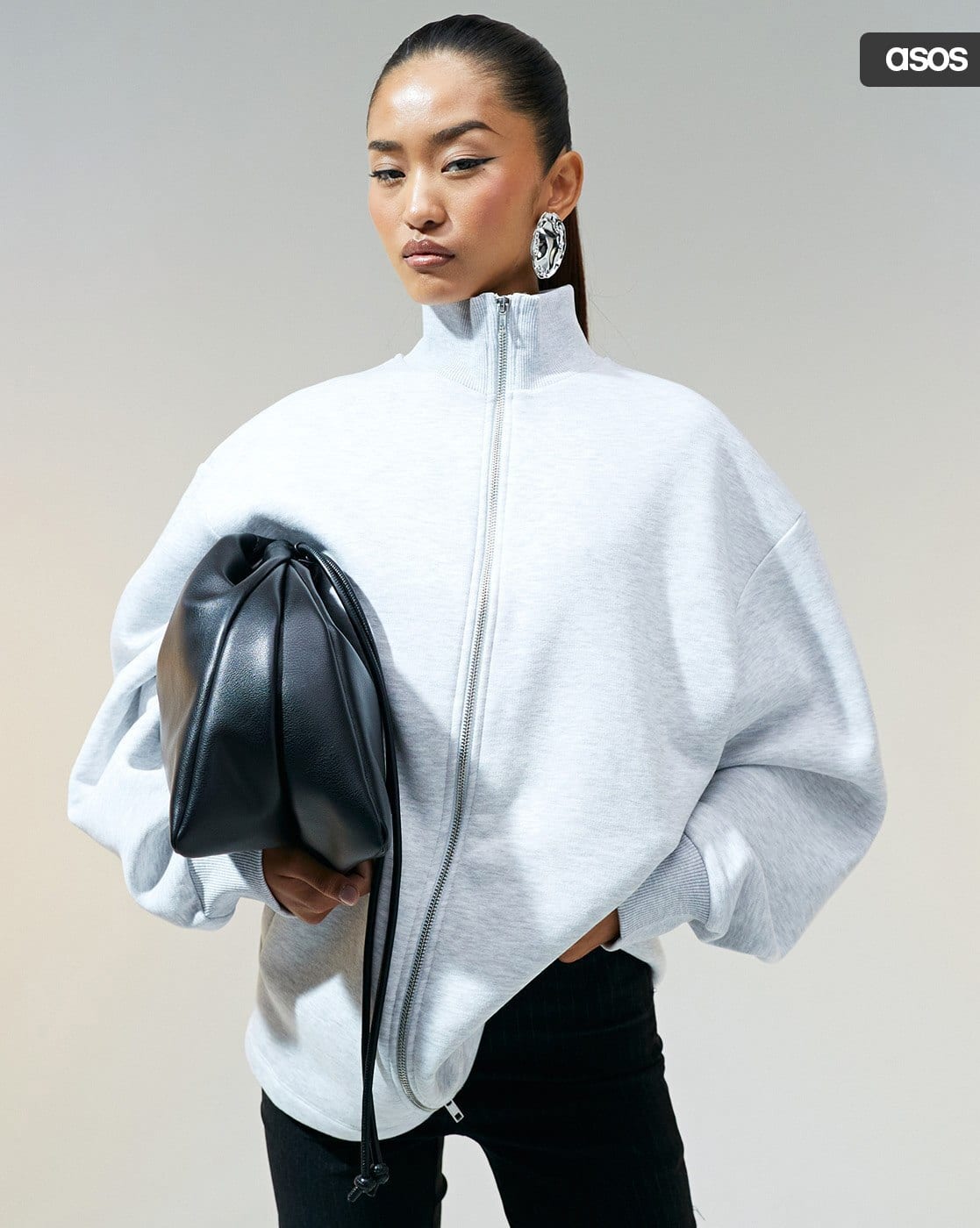 Women High-Neck Oversized Sweatshirt