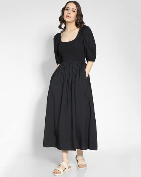 formal black dresses near me Classy Black Prom Dress Formal Dress with Bubble Sleeves