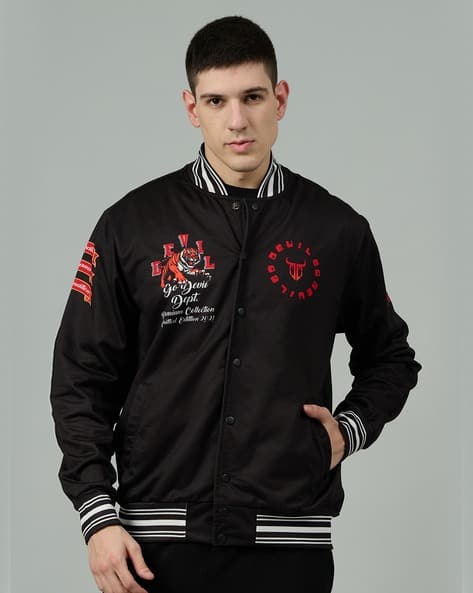 Men Graphic Print Regular Fit Bomber Jacket