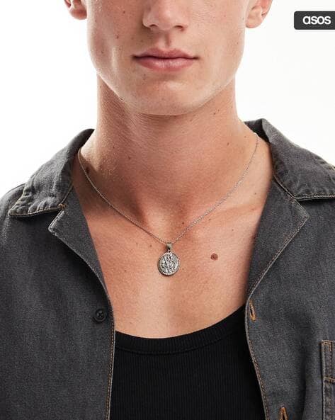Men Silver-Plated Chain with Pendant