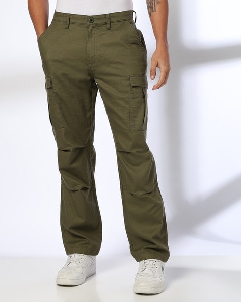 Men Cargo-Pockets Loose Fit Trousers