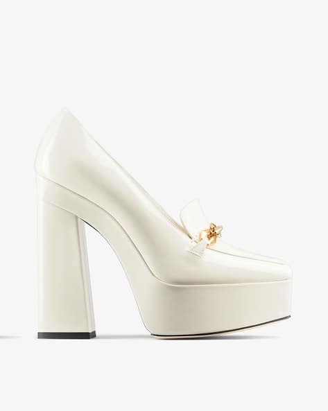 【JIMMY CHOO】diamond tilda patent レザー platform パンプス Diamond Tilda 45 patent leather slingback pumps in white