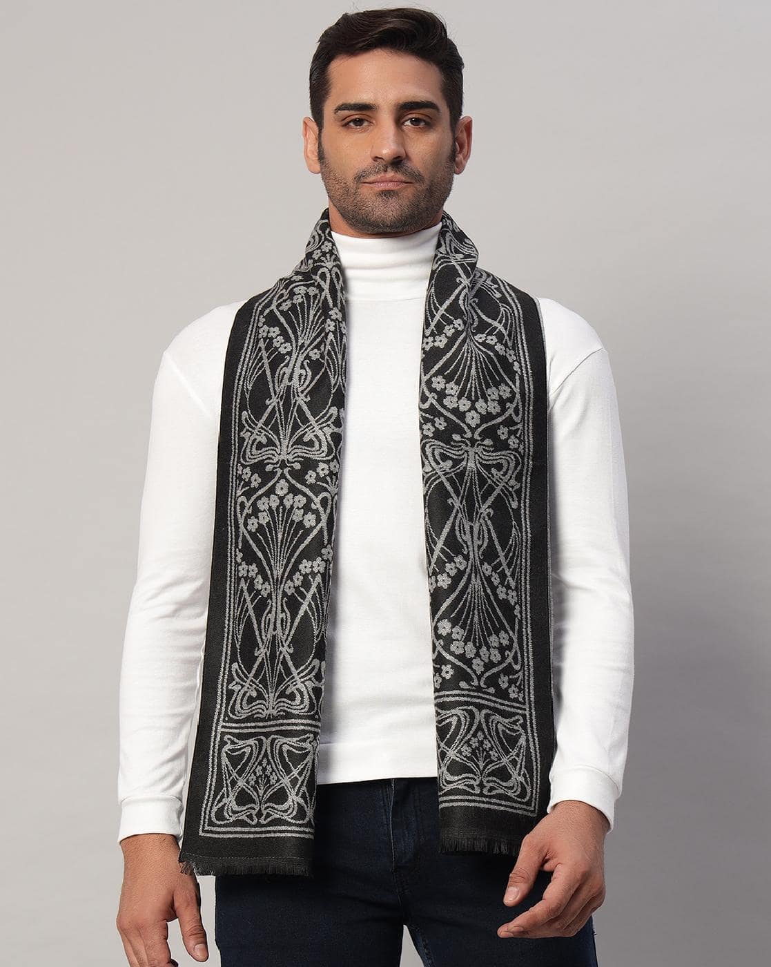 Buy Black Scarves for Men by Handicraft-palace Online | Ajio.com