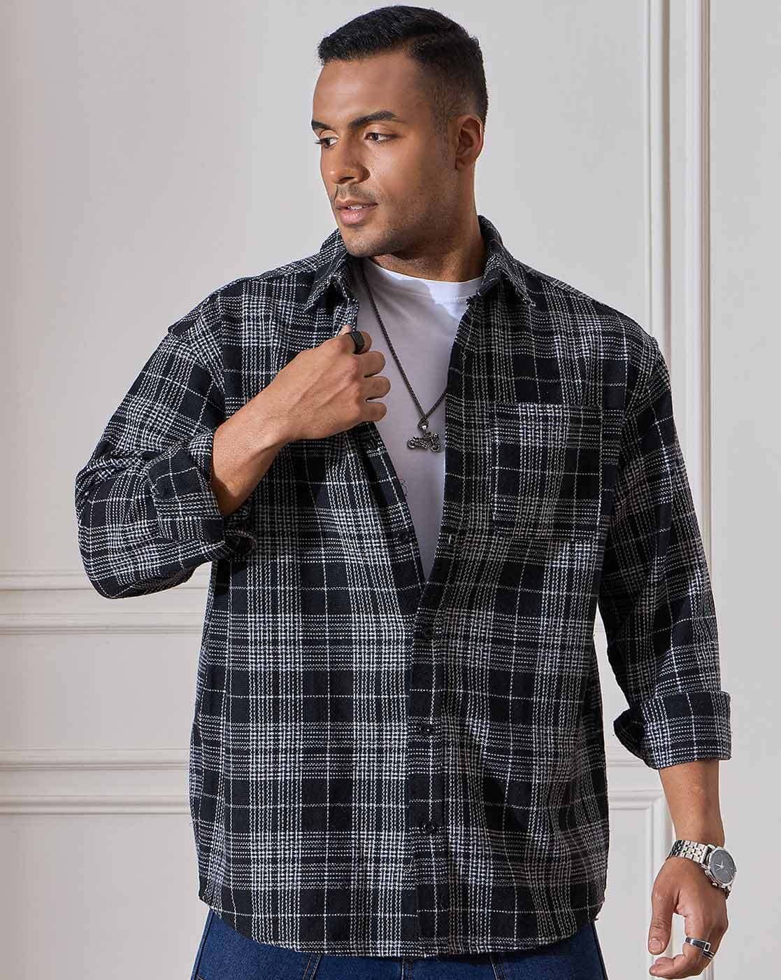 トップス TURN ME ON Heavy Weight Flannel Shirt Buy Black Shirts for Men by CHIMPAAANZEE Online | Ajio.com