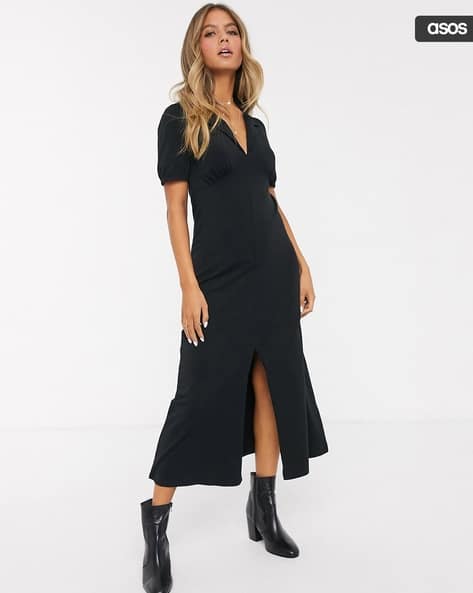 Women Sheath Dress with Side-Slit