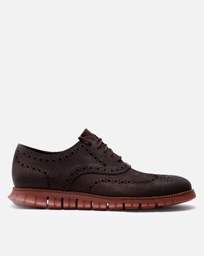 Buy Cole Haan Men Zerogrand Wingtip Oxfords Chocolate Brown Color Men AJIO LUXE