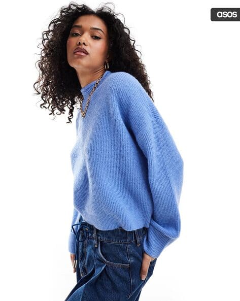 Women Ribbed Funnel-Neck Jumper