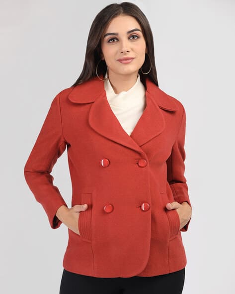 Ajio Rust Womens Coat Beige Coat With Belt Trina Button Front