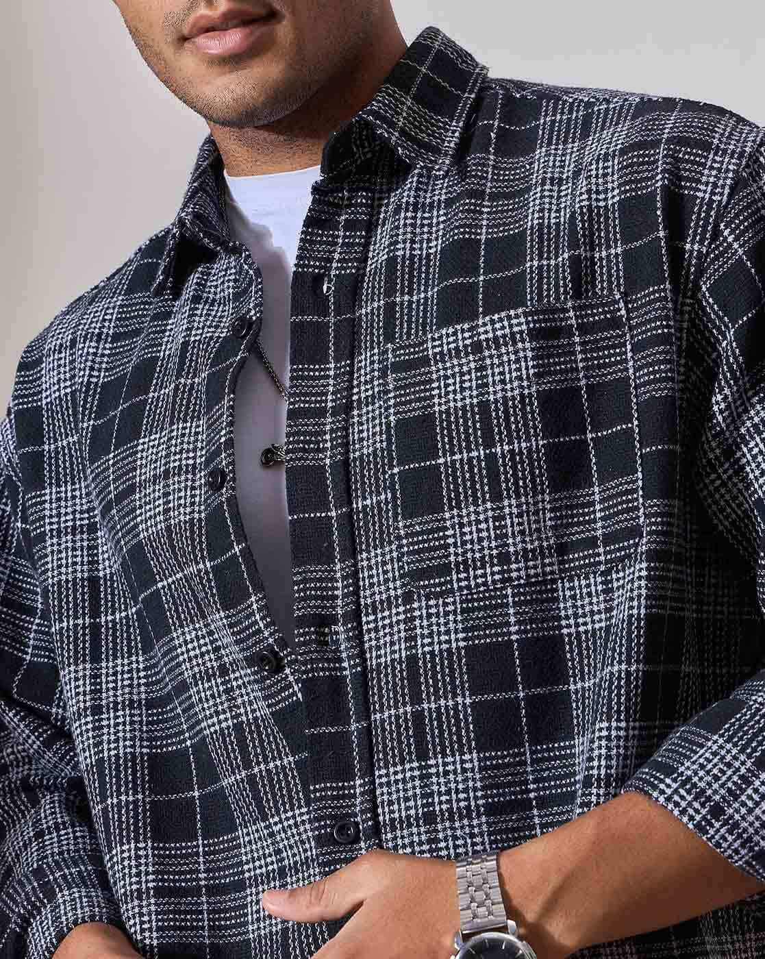 Buy CHIMPAAANZEE Men Checks Oversized Fit Shirt Online | Ajio.com
