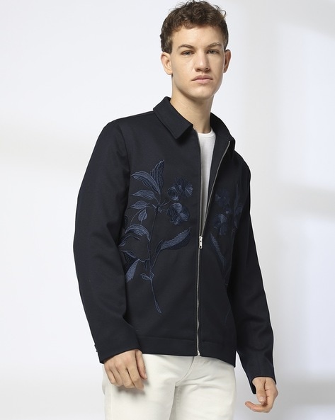 Men Embroidered Regular Fit Jacket