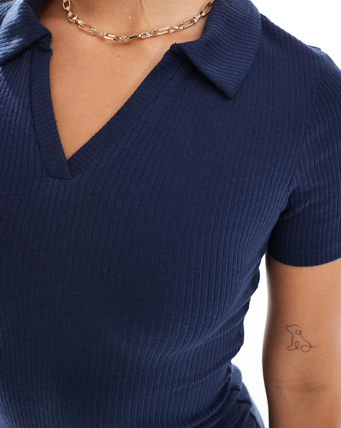 Women Ribbed Polo T-Shirt Dress