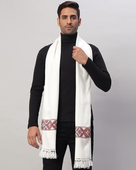 Buy White Scarves for Men by Handicraft-palace Online | Ajio.com
