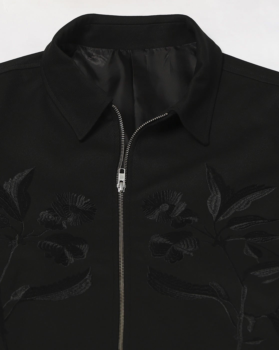mame Embroidered Collar Zip Up Jacket