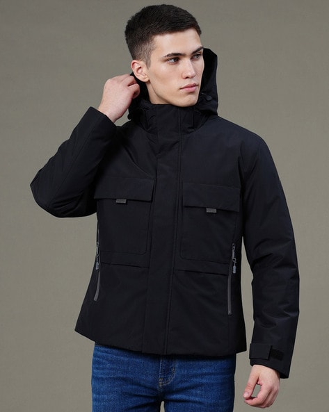 Men Regular Fit Hooded Jacket