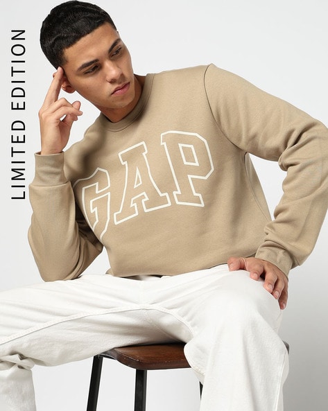 Men Brand Print Regular Fit Sweatshirt