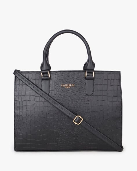 Women Croc-Embossed Tote Bag with Detachable Strap