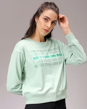 Women Printed Crew-Neck Sweatshirt-image-3