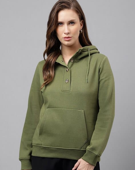 Women Regular-Fit Hoodie with Kangaroo Pockets