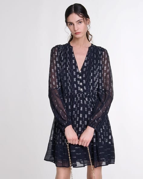 Buy MAJE Floral Motif Pleated Short Dress Online | Ajio.com Buy MAJE Floral Motif Pleated Short Dress Online | Ajio.com