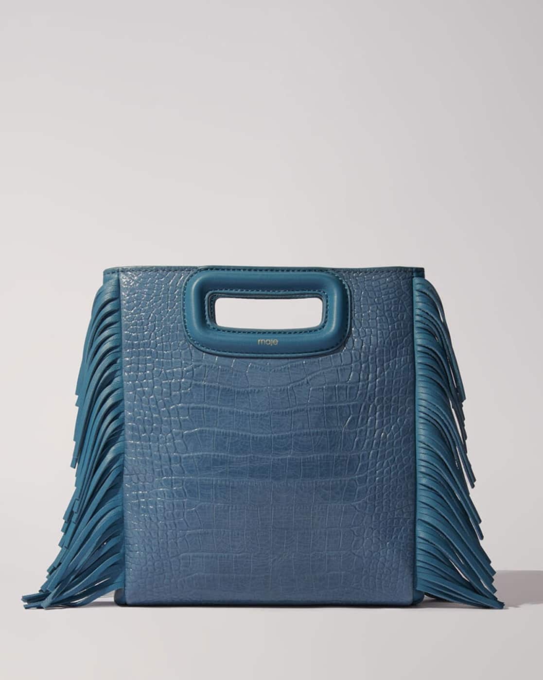 Buy Maje Mock Croc M Bag with Fringing Blue Color Women AJIO LUXE