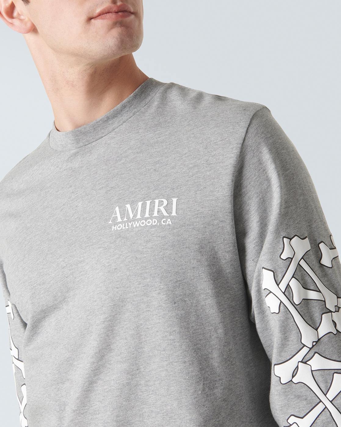Buy AMIRI Bones Stacked Long Sleeves T-Shirt | Grey Color