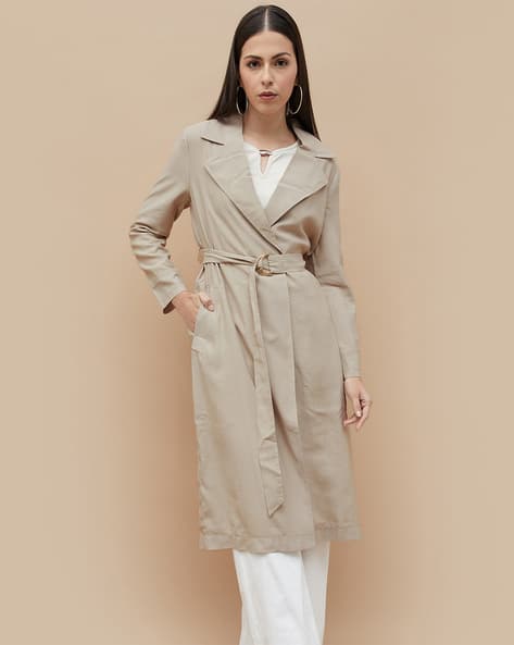 Women Regular Fit Trench Coat with Belt