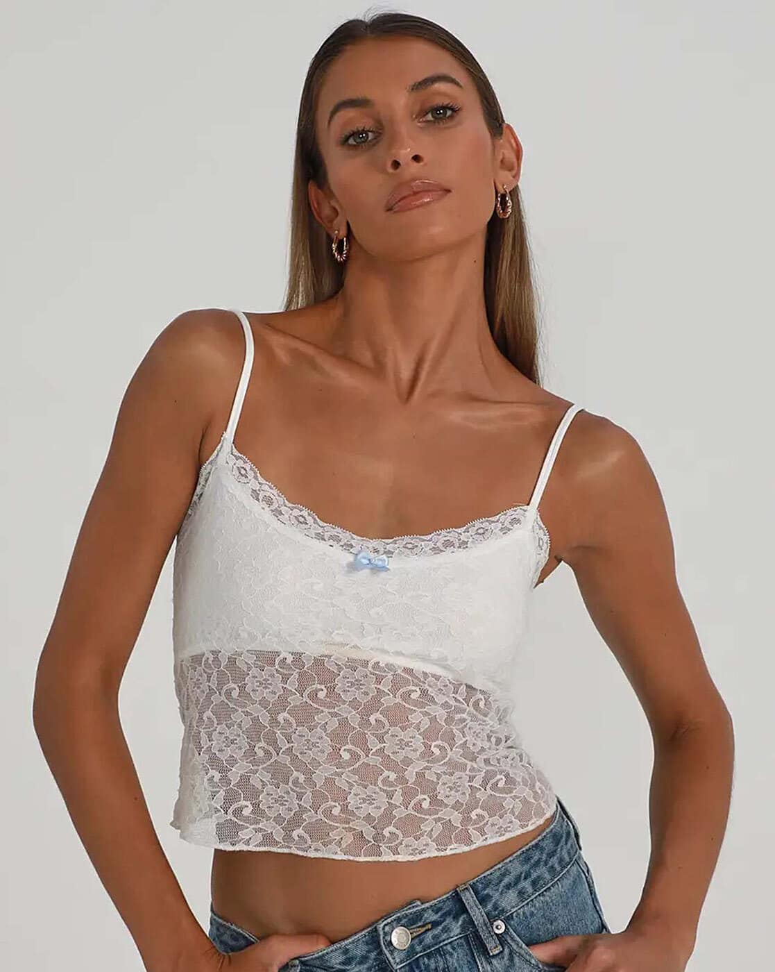 Buy Lulu & Sky Women Slim Fit Lace Camisole Top Online | Ajio.com