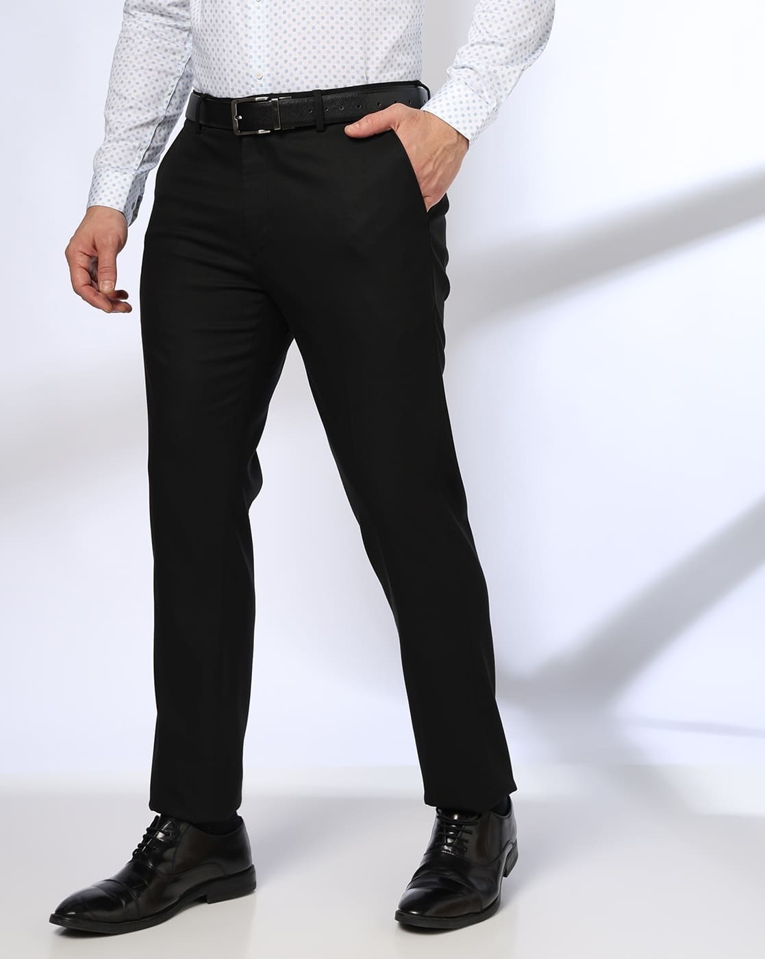 Men Slim Fit Flat-Front Formal Trousers