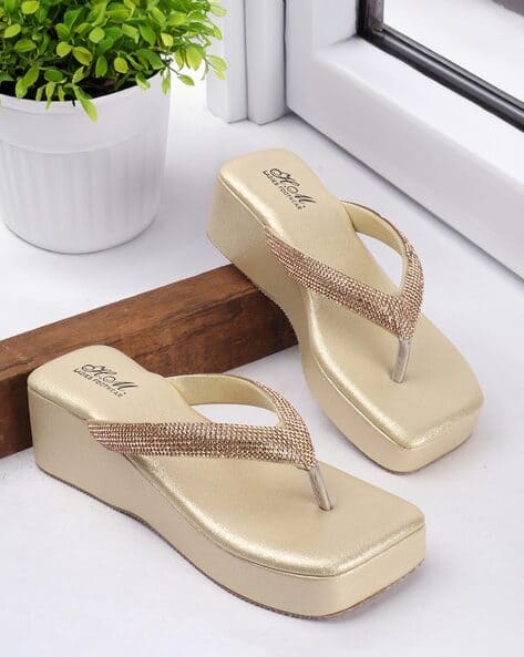Buy GOLDEN Heeled Sandals for Women by LADIES FOOTWEAR Online