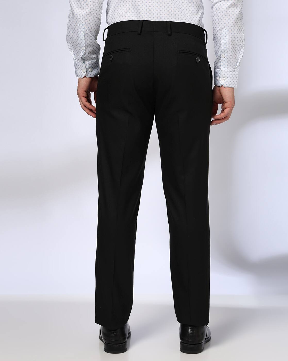 Men Slim Fit Flat-Front Formal Trousers